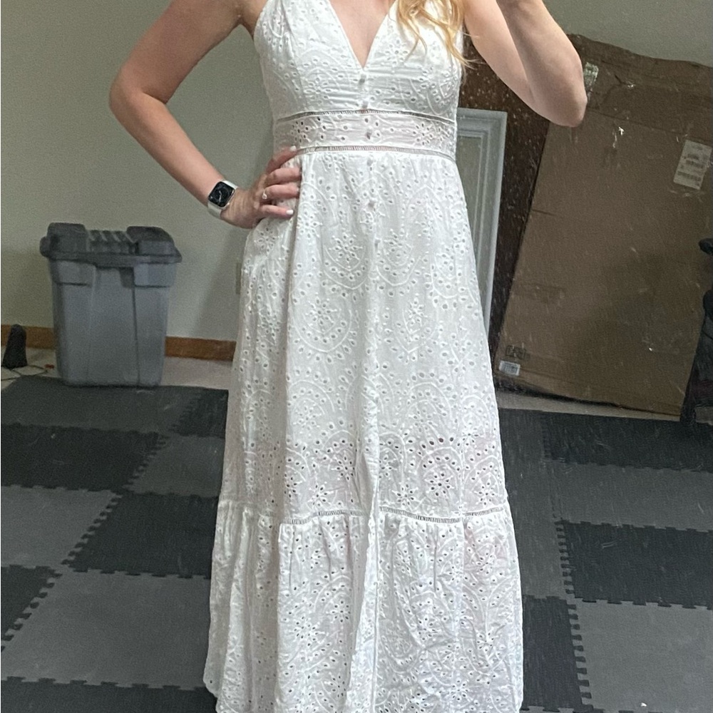 Simplee Apparel White Eyelet Maxi Dress